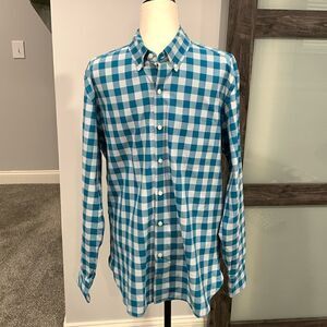 J. Crew men’s size L turquoise gingham button down